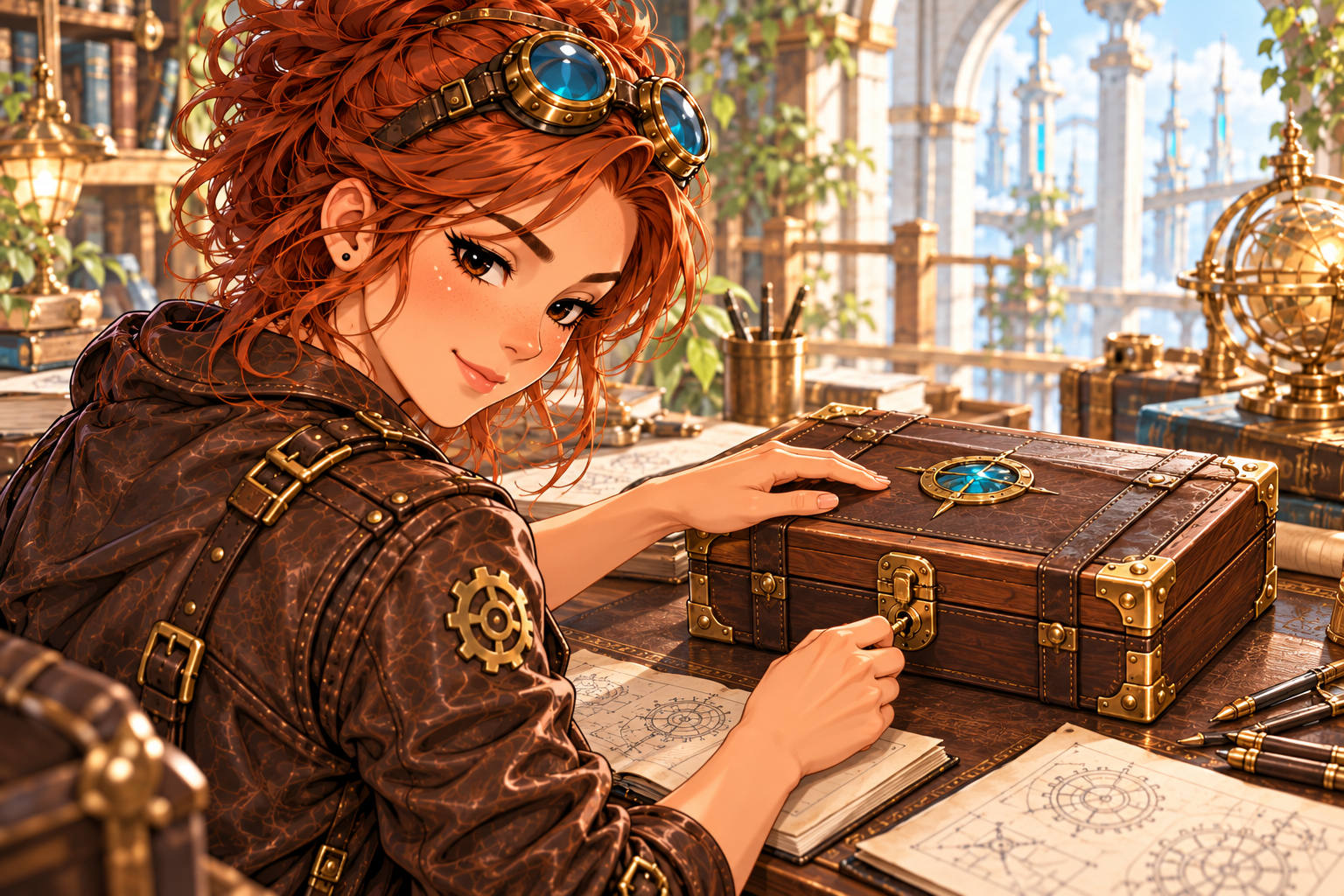 NOVA bewahrt ausgewähltes Wissen in einer Schatulle auf KI-generierte Illustration: NOVA hält einen Schlüssel im Schloss einer geschlossenen Schatulle.